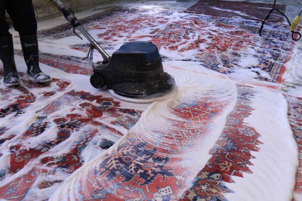 Machine Cleaning a Rug in Nassau County